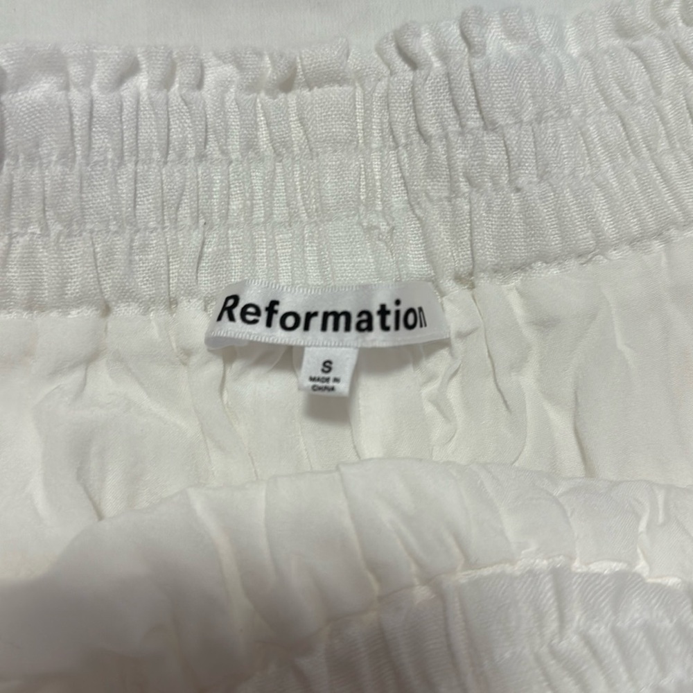 Reformation White Linen Shorts